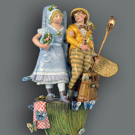 Madame "Laguèpe" et Monsieur "Papillon" en promenade.